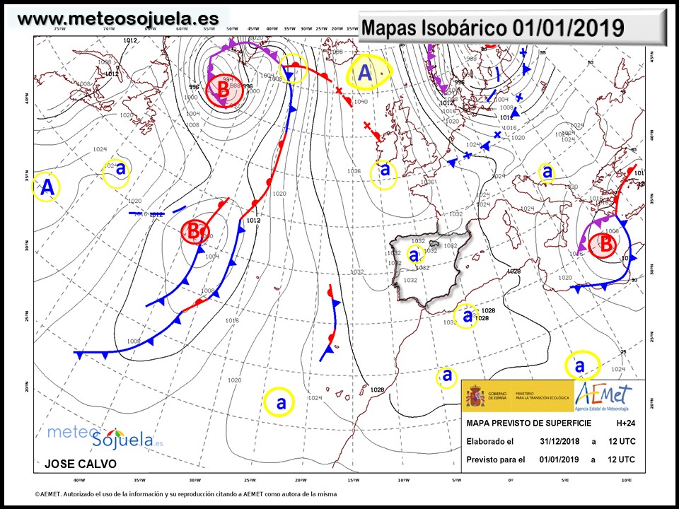 Mapa isobárico AEMET. Meteosojuela La Rioja
