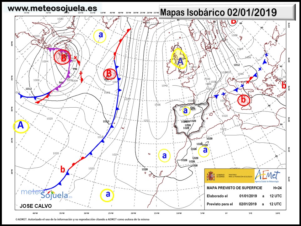 Mapa isobárico AEMET. Meteosojuela La Rioja