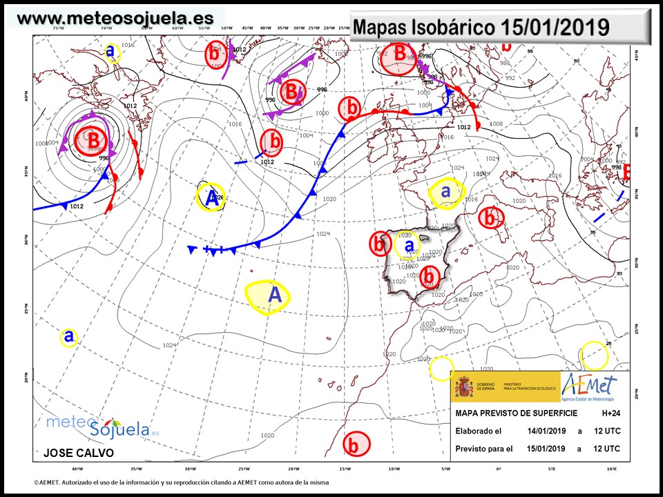 Mapa isobárico AEMET. Meteosojuela La Rioja