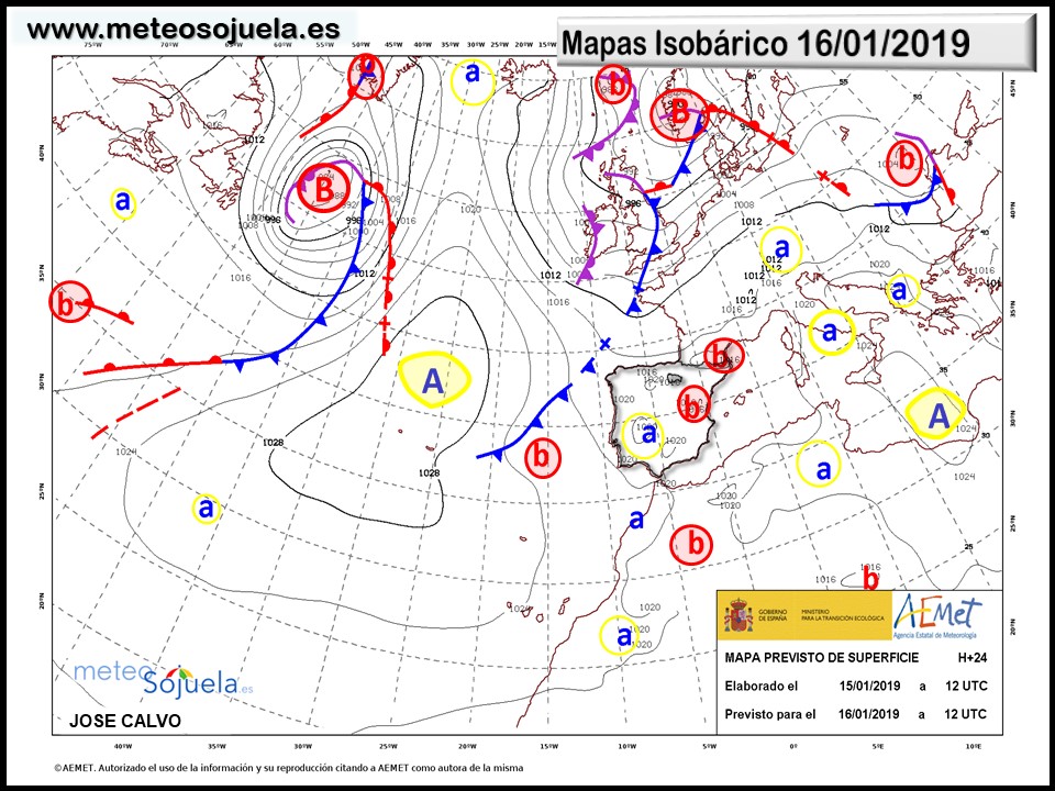 Mapa isobárico AEMET. Meteosojuela La Rioja