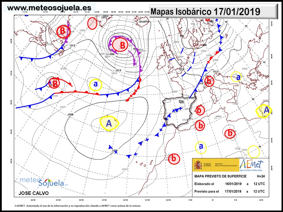 Mapa isobárico AEMET. Meteosojuela La Rioja