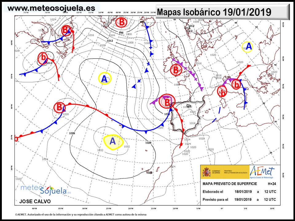 Mapa isobárico AEMET. Meteosojuela La Rioja