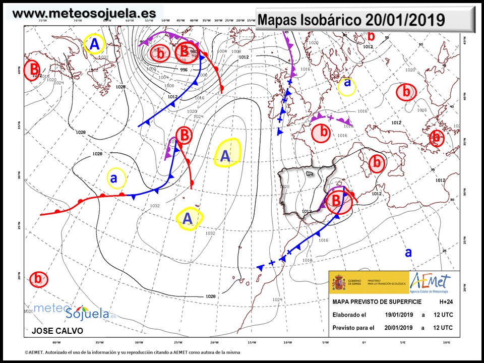 Mapa isobárico AEMET. Meteosojuela La Rioja