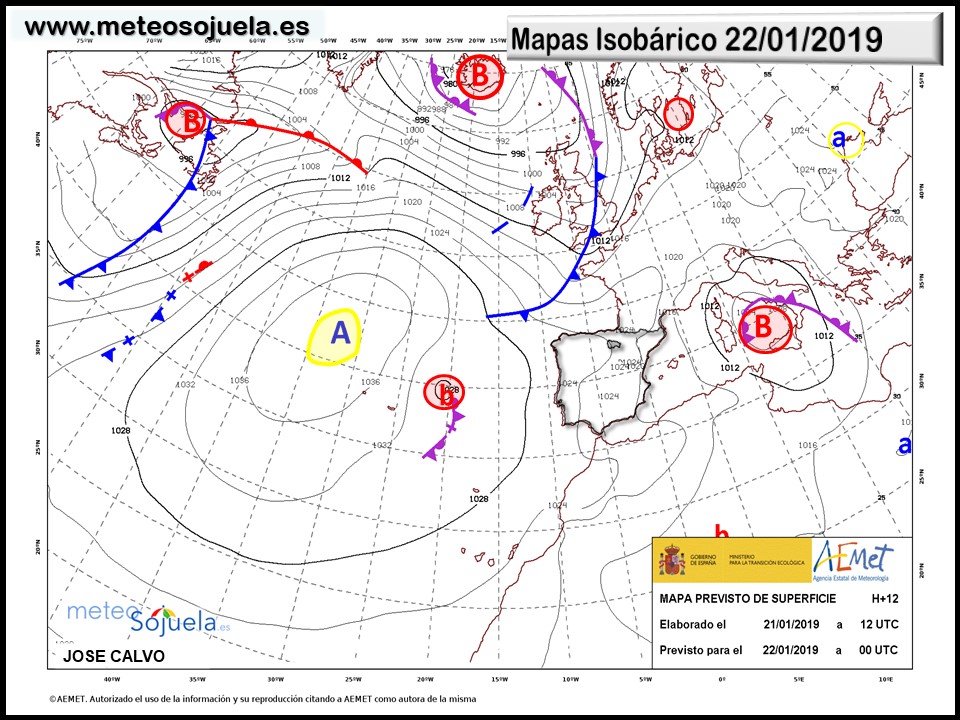 Mapa isobárico AEMET. Meteosojuela La Rioja