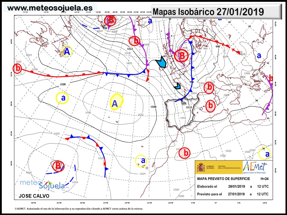 Mapa isobárico AEMET. Meteosojuela La Rioja
