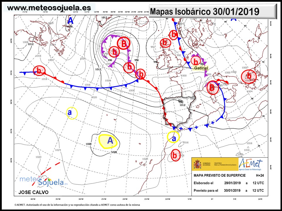 Mapa isobárico AEMET. Meteosojuela La Rioja