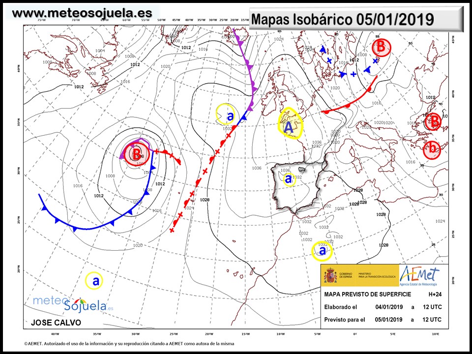 Mapa isobárico AEMET. Meteosojuela La Rioja