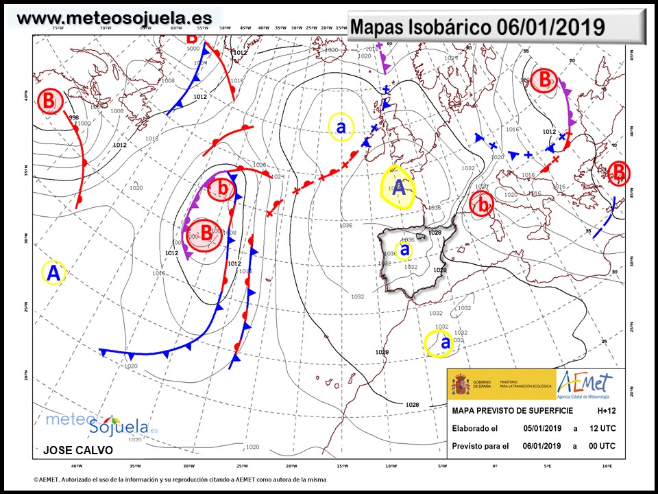 Mapa isobárico AEMET. Meteosojuela La Rioja