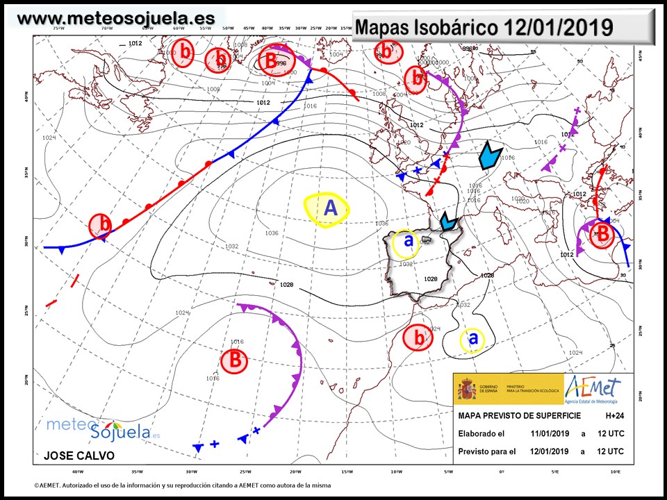 Mapa isobárico AEMET. Meteosojuela La Rioja