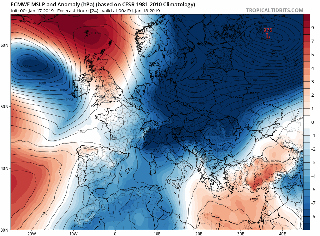 Modelos de centros de presión en Superficie ECMWF. Meteosojuela La Rioja