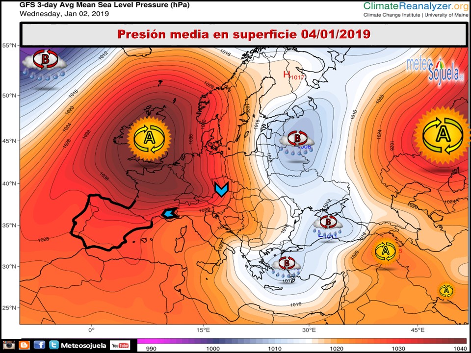 Modelos de presión media en Superficie. Meteosojuela La Rioja