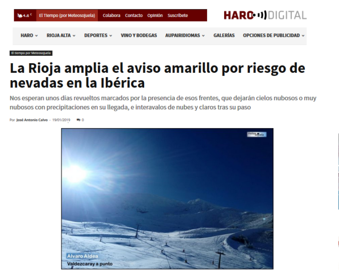 Portada Harodigital.com 19012019 Meteosojuela. La Rioja Portada Harodigital.com 19012019 Meteosojuela. La Rioja