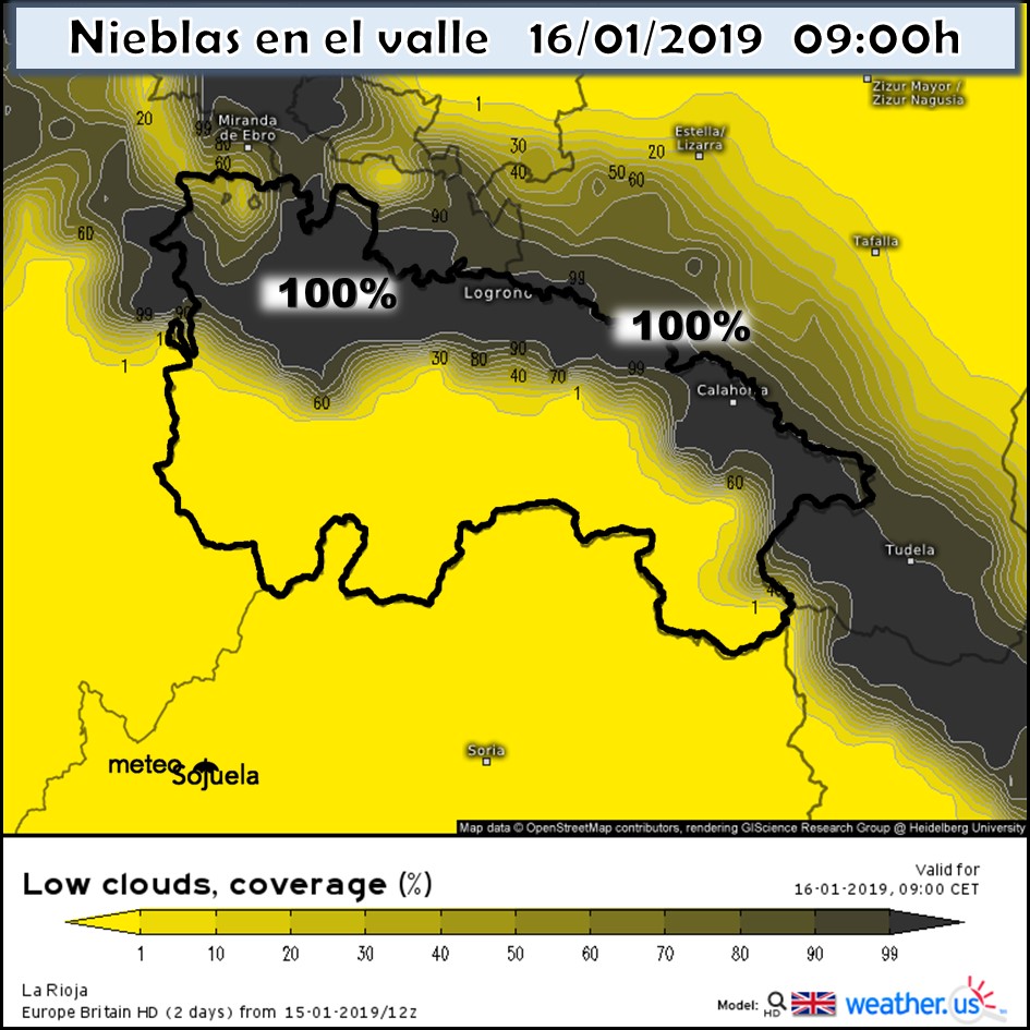 Probabilidad de Nieblas. Meteosojuela La Rioja
