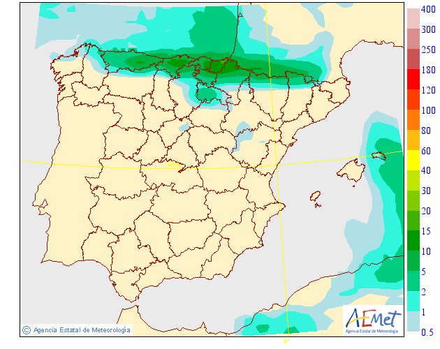 Probabilidad de precipitación AEMET. 25 Meteosojuela La Rioja