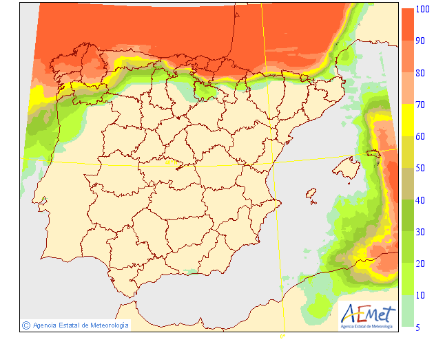 Probabilidad de precipitación AEMET. 26 Meteosojuela La Rioja