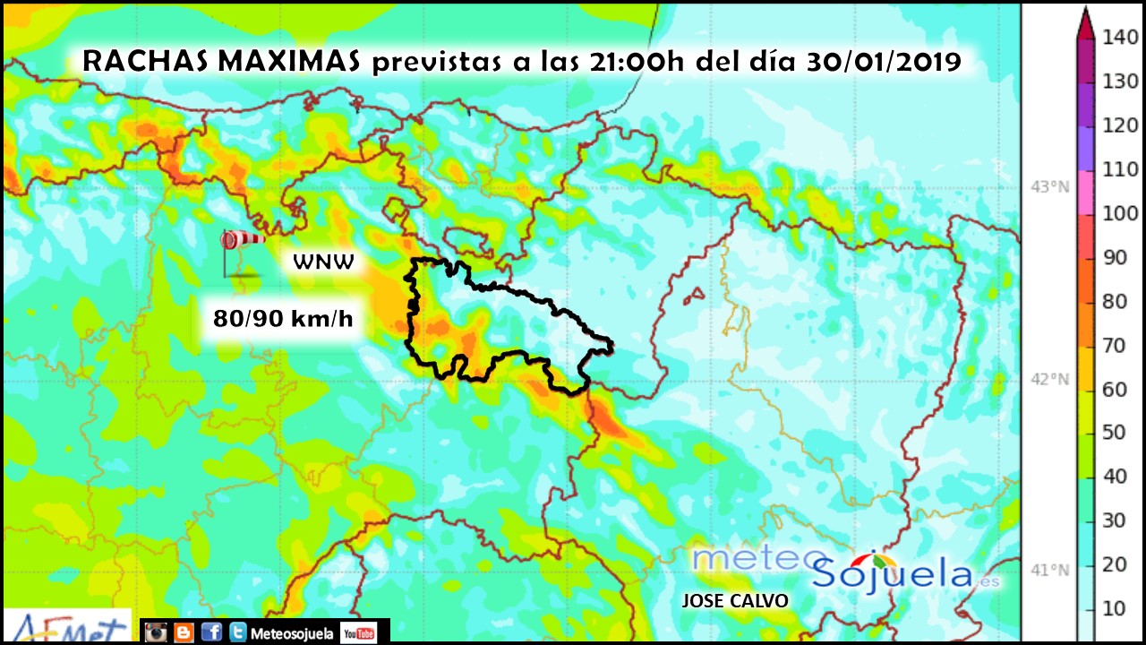 Rachas Máximas de Viento Harmonie. Meteosojuela