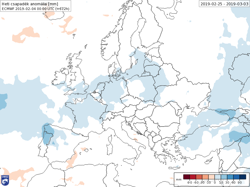 Anomalías Precipitación Febrero 4 semana ECMWF
