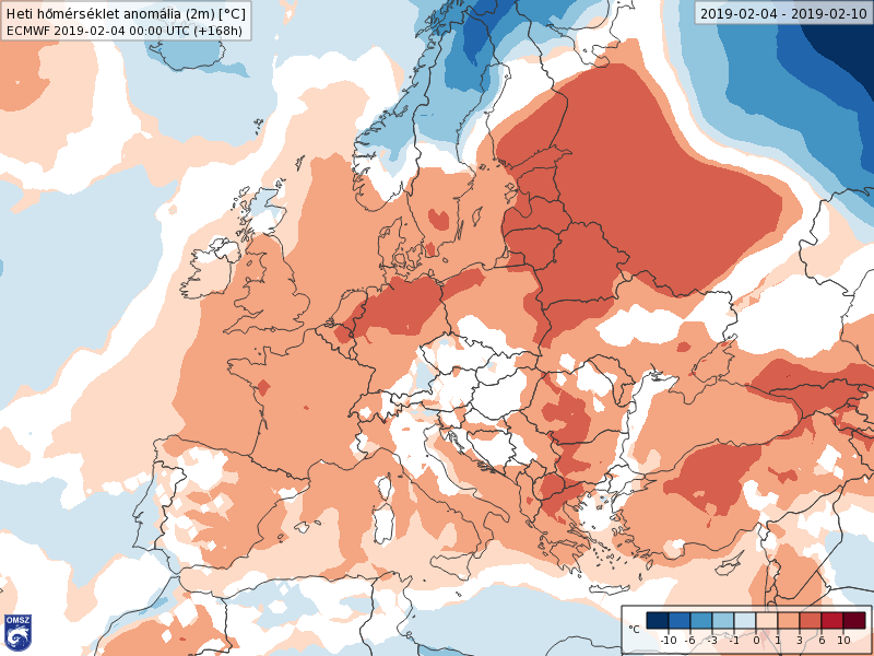Anomalías Temperaturas Febrero 1 semana ECMWF