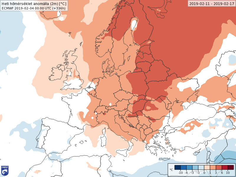 Anomalías Temperaturas Febrero 2 semana ECMWF