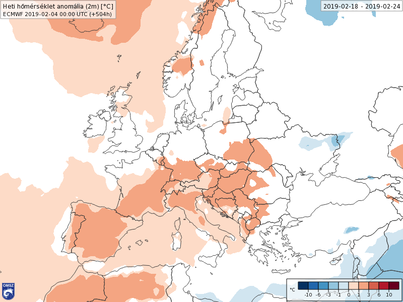 Anomalías Temperaturas Febrero 3 semana ECMWF