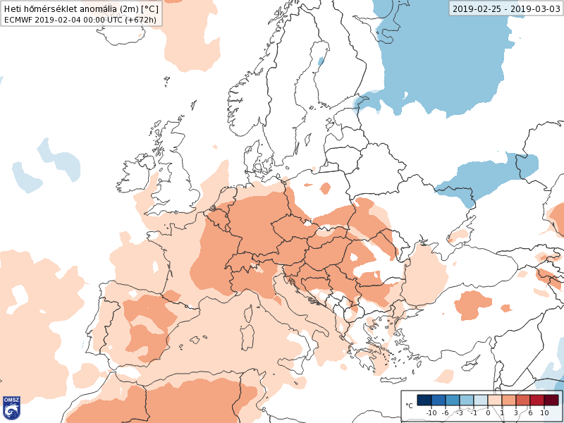 Anomalías Temperaturas Febrero 4 semana ECMWF