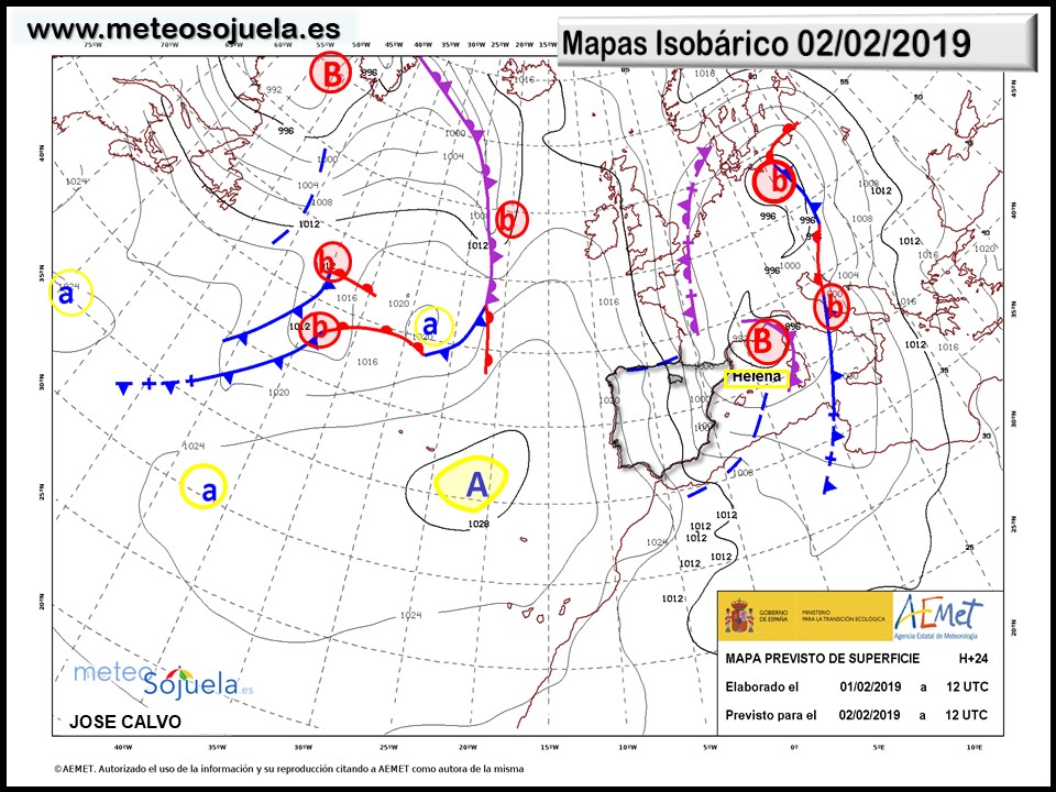 Mapa isobárico AEMET. Meteosojuela La Rioja
