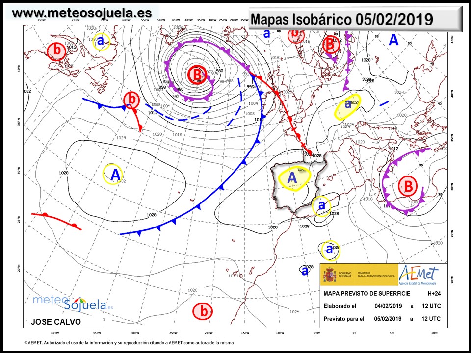Mapa isobárico AEMET. Meteosojuela La Rioja