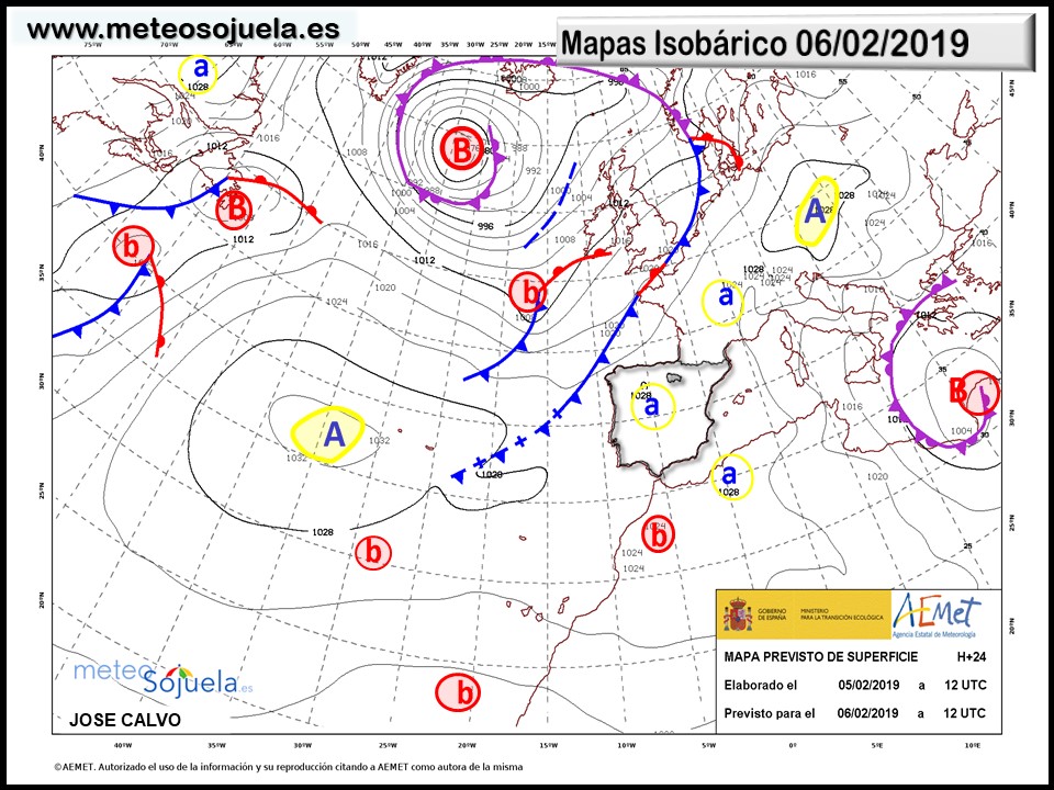 Mapa isobárico AEMET. Meteosojuela La Rioja