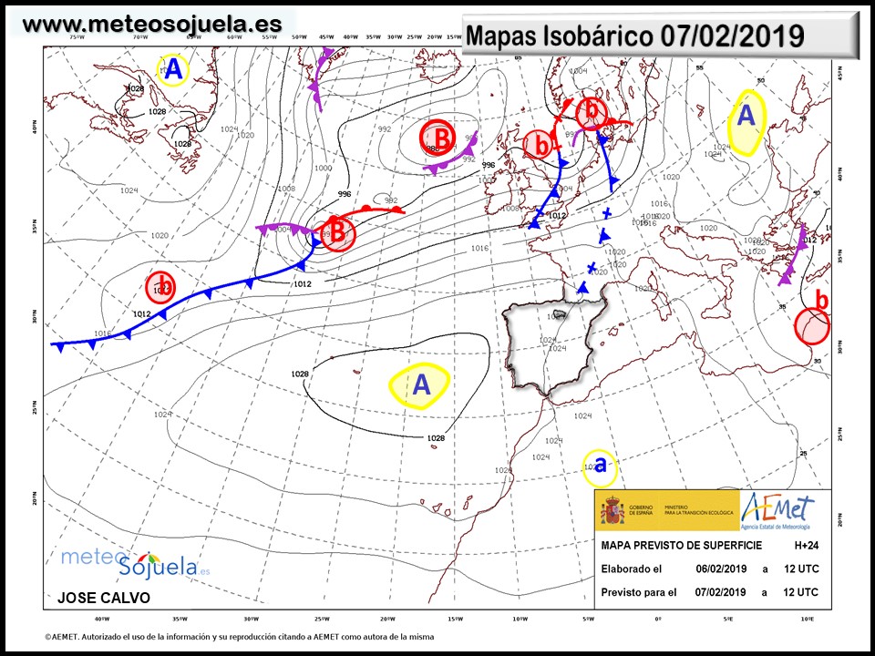 Mapa isobárico AEMET. Meteosojuela La Rioja