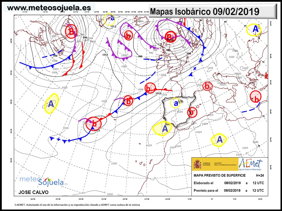 Mapa isobárico AEMET. Meteosojuela La Rioja