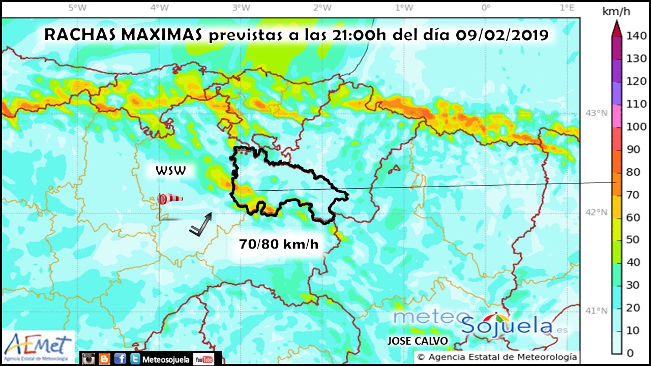 Rachas Máximas de viento modelo HARMONIE.Meteosojuela jpg