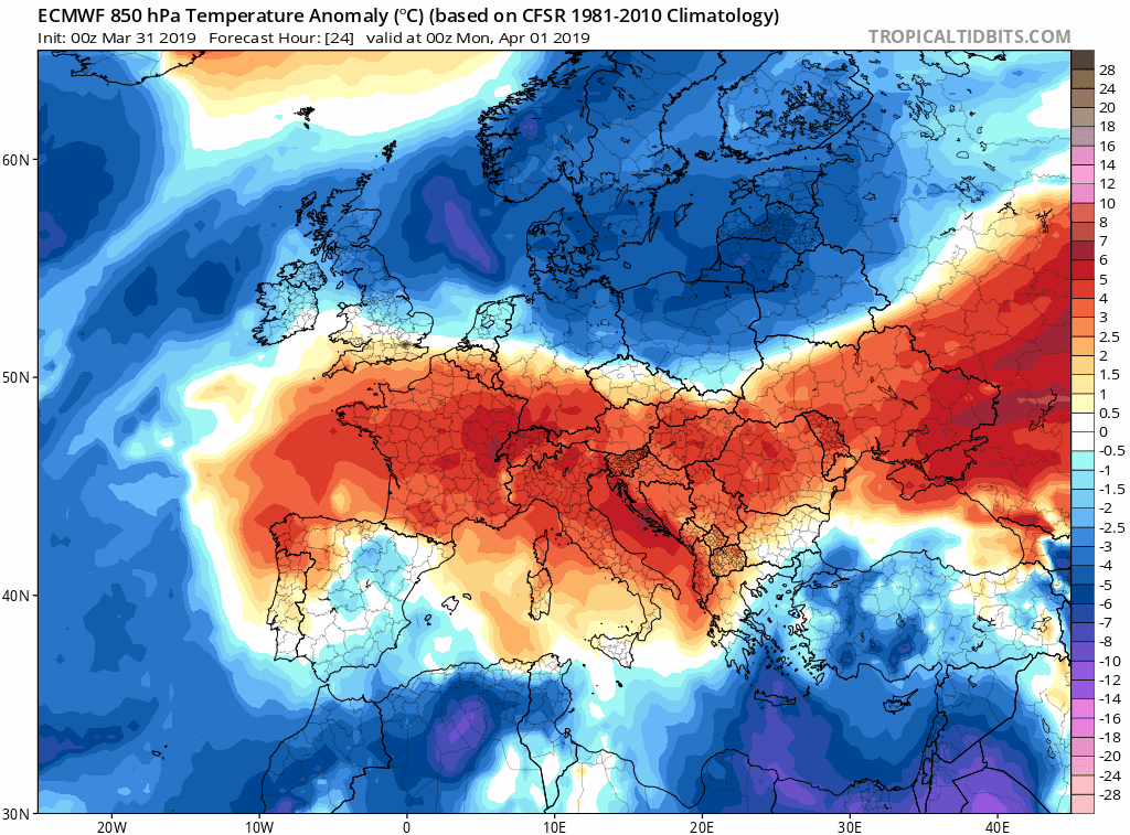 Animación de anomalías de temperaturas 850hPa .Meteosojuela La Rioja