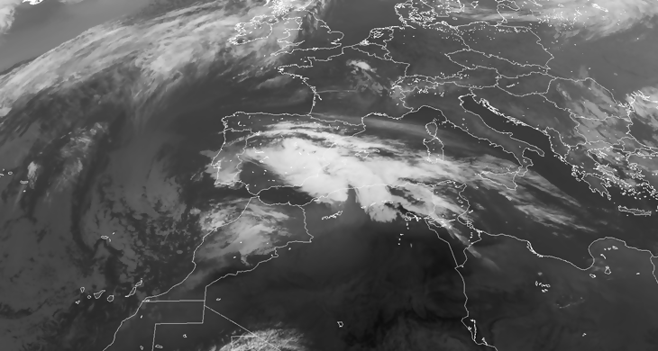 Animación imágenes de satélite. Frente sobre la península. Meteosojuela La Rioja