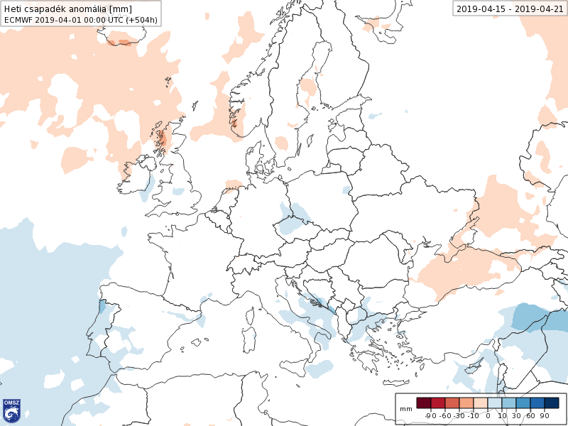 Anomalías Precipitación Abril 3 semana ECMWF