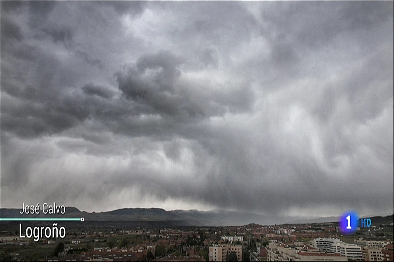 Chubascos en Logroño. El Tiempo de TVE1. Meteosojuela