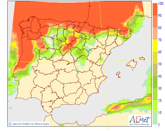 Probabilidad de precipitación AEMET. 26 Meteosojuela La Rioja