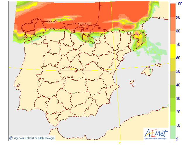 Probabilidad de precipitación AEMET. 27 Meteosojuela La Rioja