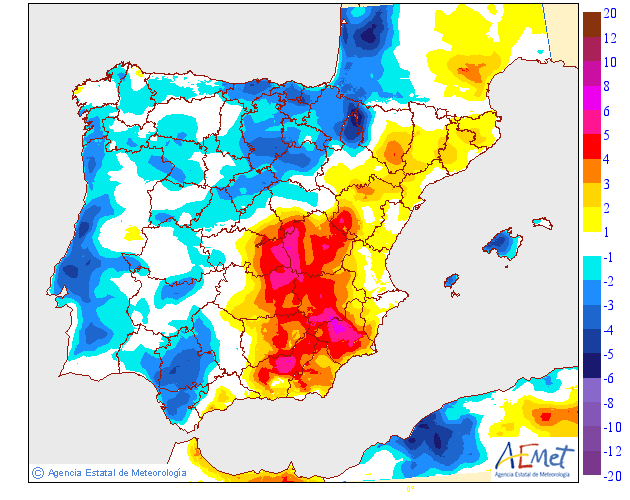 Variación de temperaturas máximas AEMET. 01 Meteosojuela