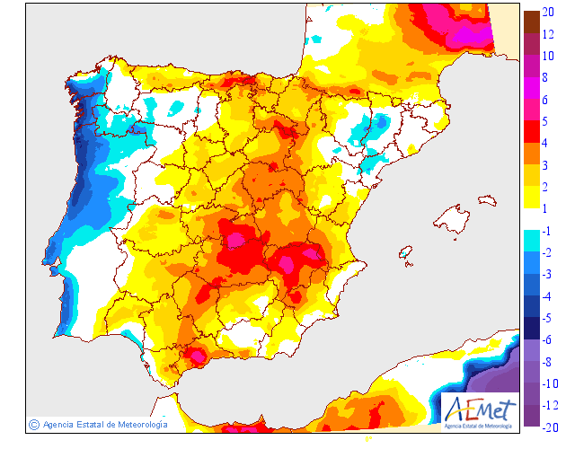 Variación de temperaturas máximas AEMET. 22 Meteosojuela