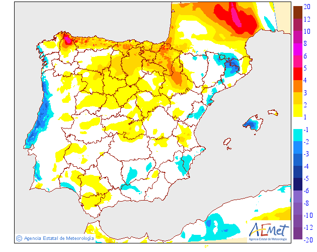 Variación de temperaturas máximas AEMET. 29 Meteosojuela