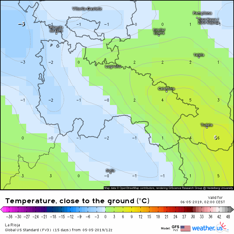 Animación Temperaturas Mínimas. GFS .Meteosojuela