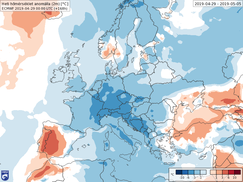 Anomalías Temperaturas Mayo 1 semana ECMWF