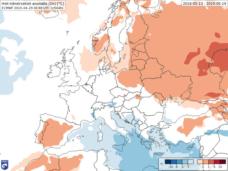 Anomalías Temperaturas Mayo 3 semana ECMWF