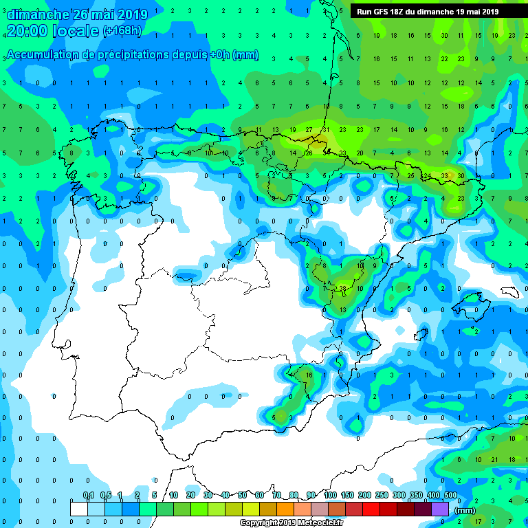 Precipitación acumulada GFS. Meteosojuela