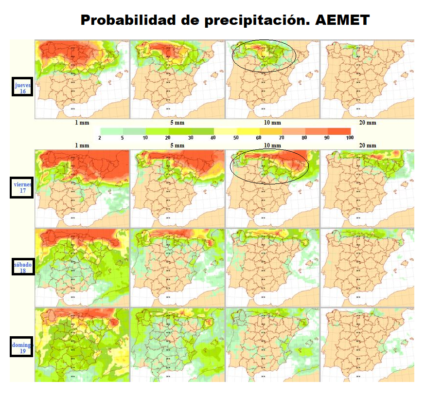 Probabilidad de precipitación según AEMET. Meteosojuela.