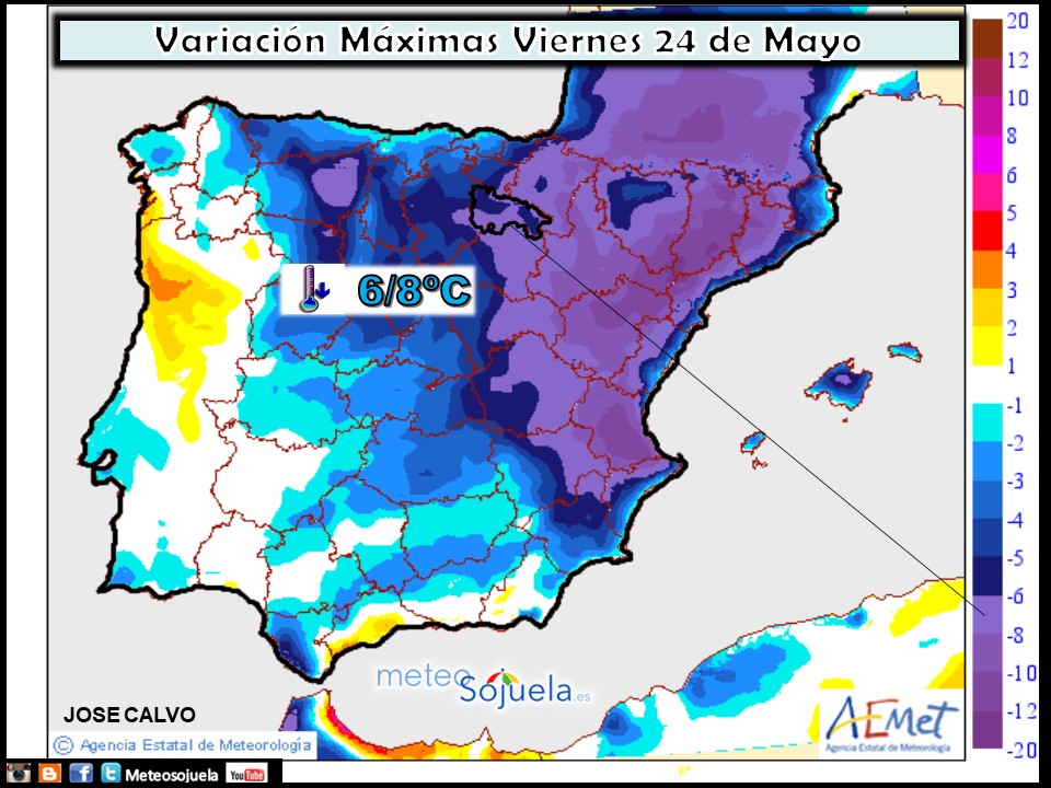 Variación Temperaturas Máximas. Meteosojuela