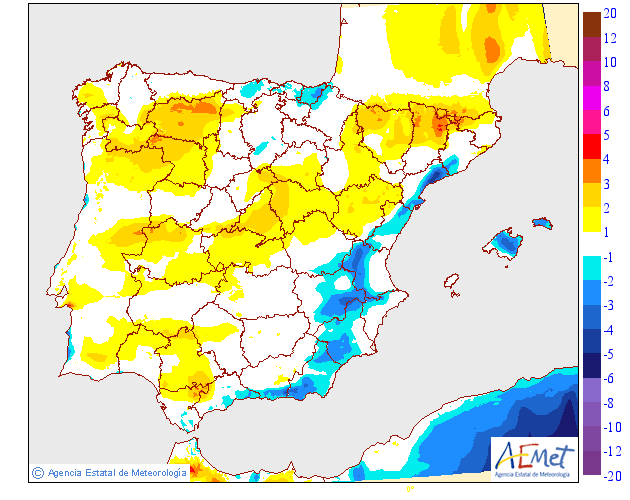 Variación de temperaturas máximas AEMET. 13 Meteosojuela