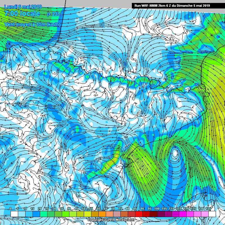 Viento Lunes. WRF. Meteosojuela