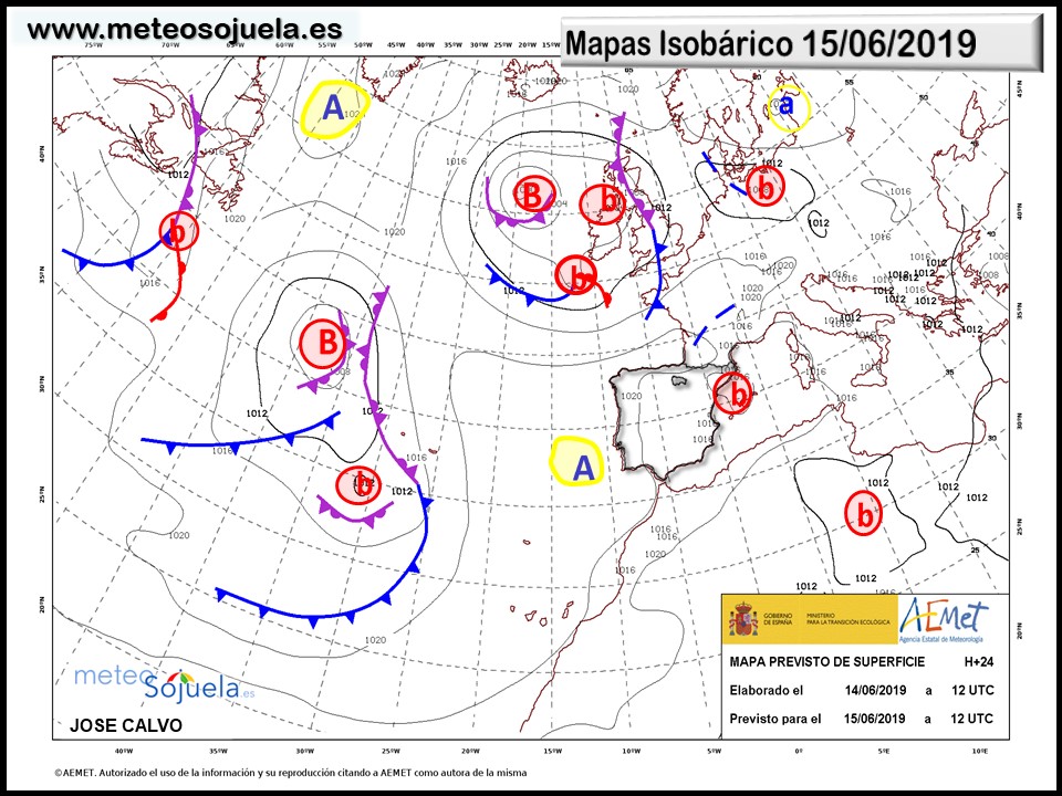 Mapa isobárico AEMET. Meteosojuela La Rioja