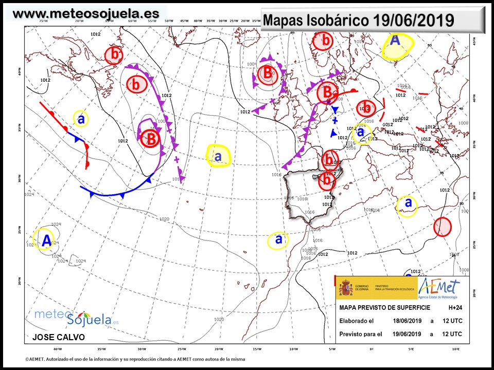 Mapa isobárico AEMET. Meteosojuela La Rioja